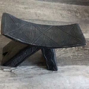 Antique Japanese black wood headrest/stool